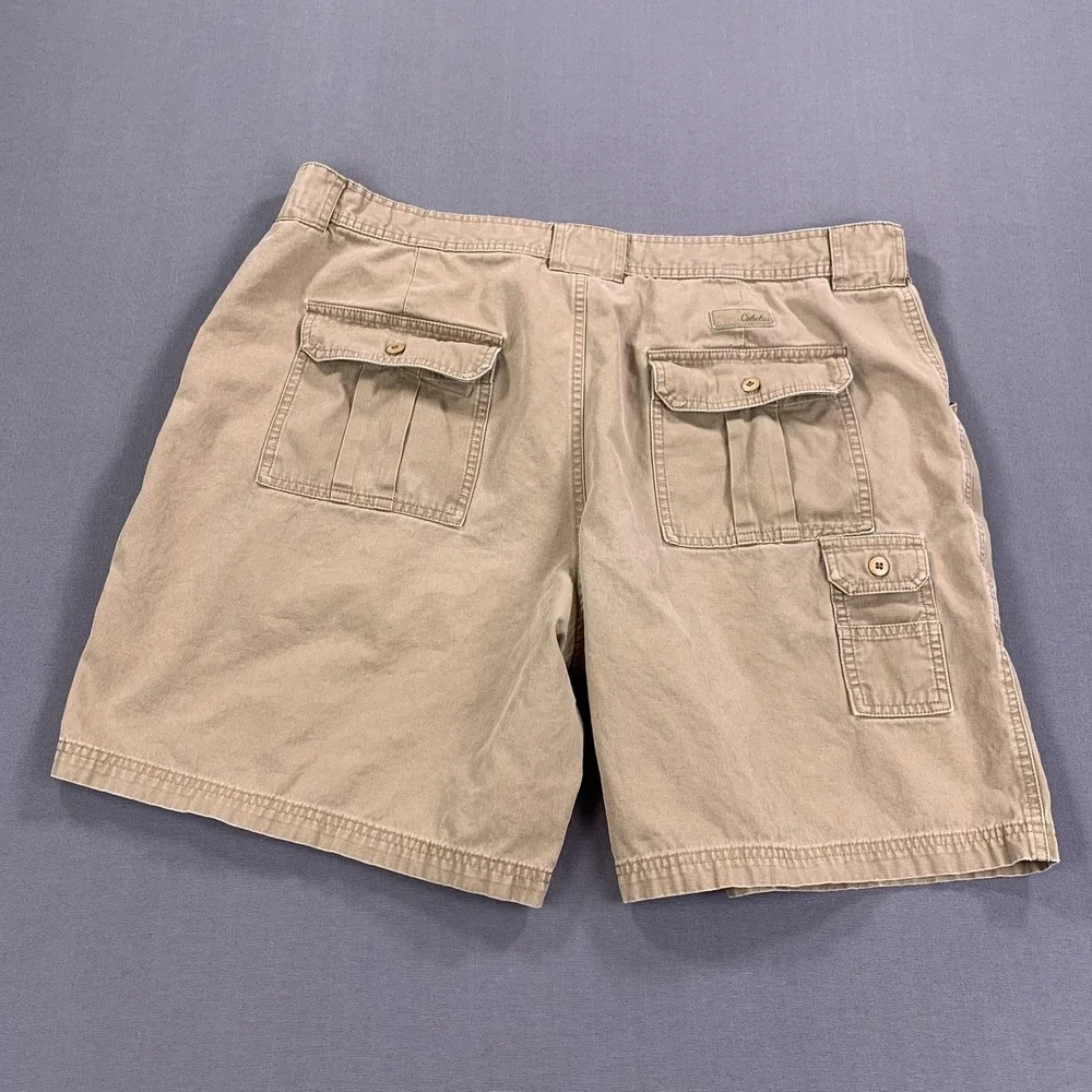 Cabela's Cargo Shorts Mens 44 Khaki Cotton Multi Pocket Hiking‎ Outdoor Utility